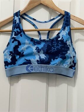 ethika Blue Camo Racerback Sports Bra